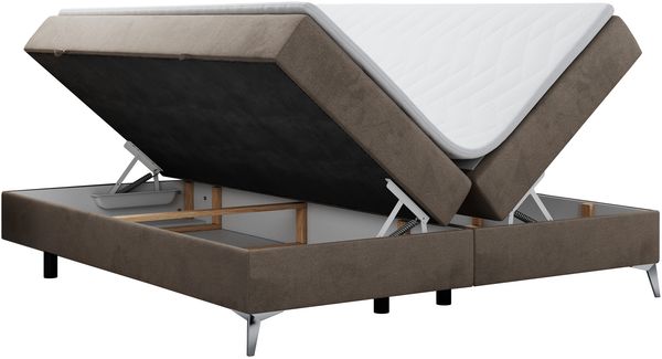 Boxspringbett - Doppelbett mit Multipocket-Matratze - LESS -140x200 - Braun Velours - H4 Bild 4