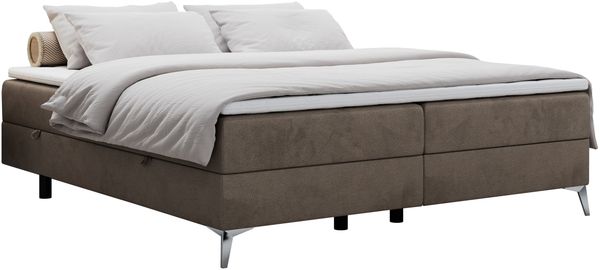 Boxspringbett - Doppelbett mit Multipocket-Matratze - LESS -140x200 - Braun Velours - H4 Bild 3