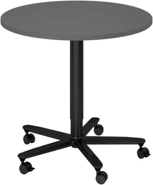 bümö Säulenhubtisch höhenverstellbar, Stehtisch Büro, Bistrotisch rund 80 x 80 cm - Besprechungstisch graphit, Stehtisch Holz-Platte, Säule aus Metall in schwarz, Säulentisch, Hochtisch, ST08-G-D