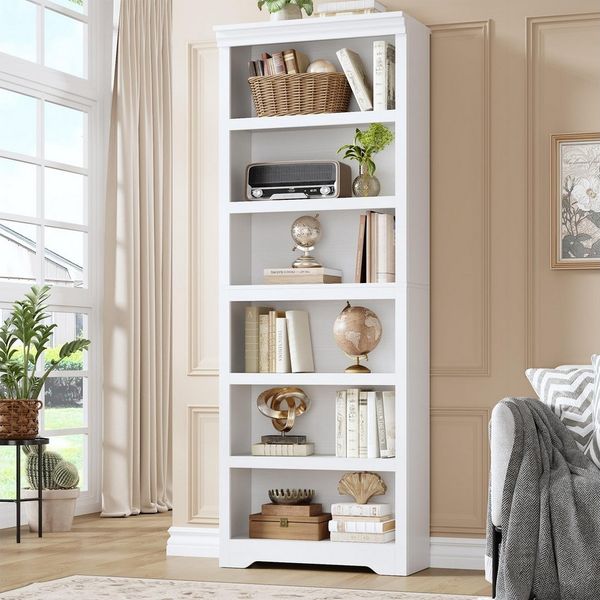 GarveeMore Bücherregal 186cm Bücherregal 6 Etagen offenes Bücherregal verstellbar