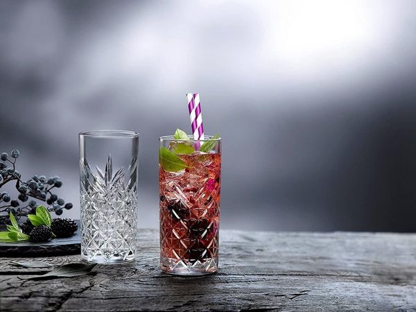 Pasabahce Timeless Trinkgläser Set, Glas transparent, Set aus 4 Longdrinkgläsern, für ein 4 Pers. Gedeck, in edler Kristall Optik, geschliffen