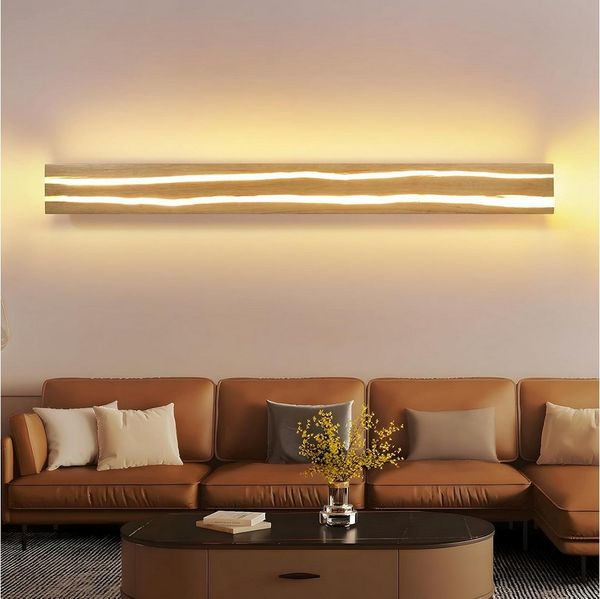 ZMH LED Wandleuchte Holz 18W/8W Nachtlampe Flur Treppe Beleuchtung Wohnzimmer, Energieeffizient, LED fest integriert, Warmweiß