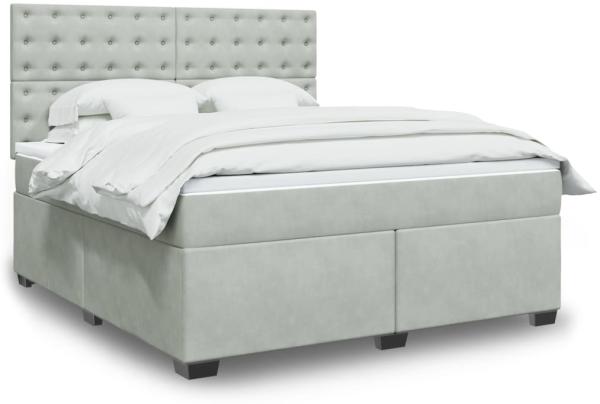 vidaXL Boxspringbett mit Matratze Hellgrau 180x200 cm Samt 3290990