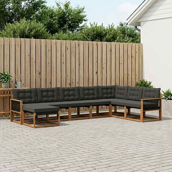vidaXL Outdoor-Sofagarnitur mit Kissen 8 pcs Natürlich und Schwarz 3381616