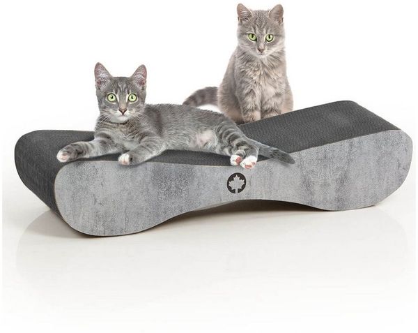 Canadian Cat Company Kratzbrett Satellite 2.0, (schwarz betonoptik, ca. 76 x 24 x 15 cm), Kratzbrett, Katzen Pappe inkl. Katzenminze