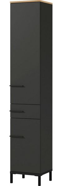 Germania Hochschrank GW-Yonkers, in Graphit/Navarra-Eiche-Nb, mit Türdämpfung, 34 x 190 x 34 cm (BxHxT)