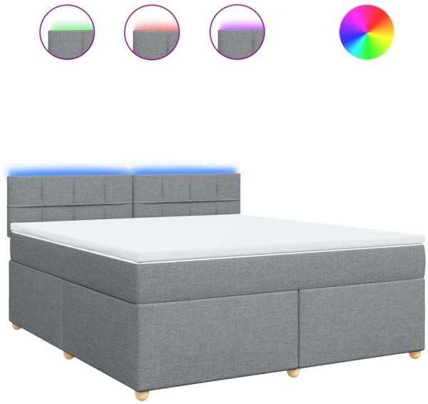 vidaXL Boxspringbett mit Matratze Hellgrau 180x200 cm Stoff 3289059