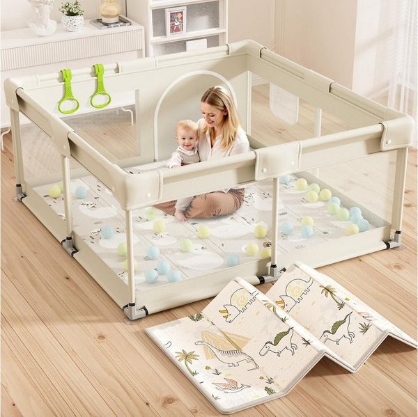 MC Star Laufstall Baby 120 x 120 cm (ideal für den Innenbereich, Großer Baby Laufgitter), Sicherheit Spielplatz Kinder mit Netzdesign