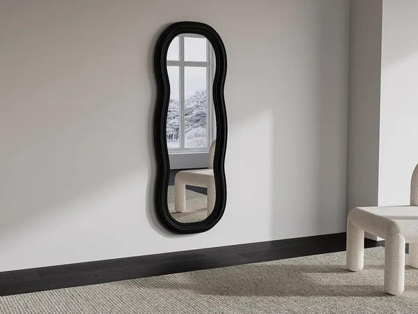 Vente-unique - TAYLI Spiegel Holz, Platte Schwarz - B 3,5 cm x H 160 cm x L 60 cm