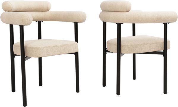 Esszimmerstuhl, Samt mit ergonomischer Rückenlehne, 70x62x84 cm, Beige Bild 10