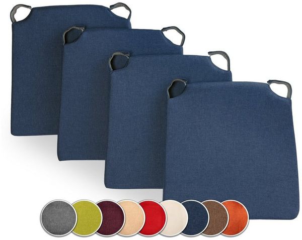 sunnypillow Stuhlkissen 4er Set Kissen Maße: 42 (vorne), 35 (hinten) x 40 x 5 cm