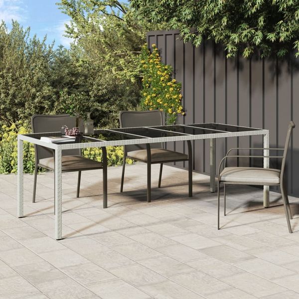 vidaXL Gartentisch Weiß 250x100x75 cm Poly Rattan und Hartglas 362556