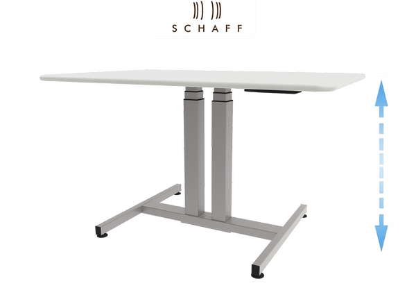 Schaff höhenverstellbarer Schreibtisch Progress | mit Gasfeder | Höhe 64 bis 106 cm | Tischplatte 120x80 cm | Gestell Silber