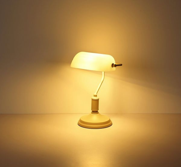 OTTO home Tischleuchte Lirria Bankerslamp, Ein-/Ausschalter, ohne Leuchtmittel, Wippschalter am Kabel, Bankerlampe, beige, Vintage
