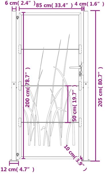 vidaXL Gartentor Anthrazit 100x200 cm Stahl Gras-Design 153171 Bild 9