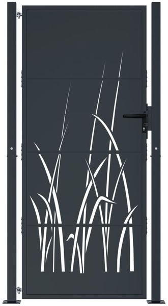 vidaXL Gartentor Anthrazit 100x200 cm Stahl Gras-Design 153171 Bild 3