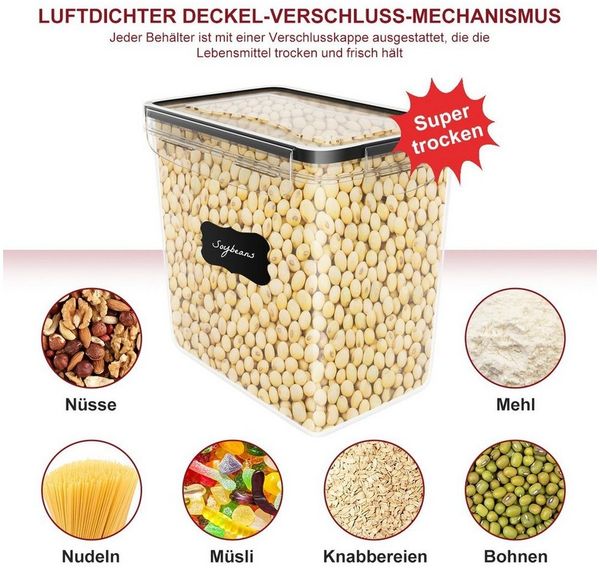 Simloveve Vorratsdose Vorratsbehälter 24 Set, Aufbewahrungsbox Küche Mit Deckel, (22-tlg), 0,8 / 1,4 / 2,0 / 2,8 L Volumen, mit Etiketten und Markern, stapelbar