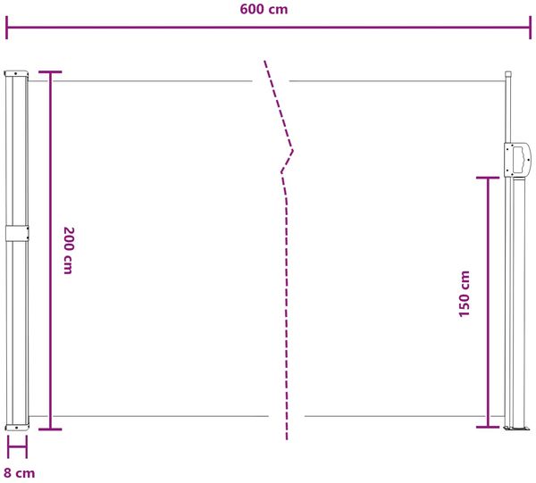 vidaXL Ausziehbares Seitenmarkise Sand 600 x 200 cm Polyester 42035537 Bild 8