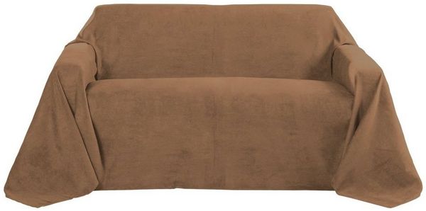 Beautissu Romantica Tagesdecke Plaid Wildlederoptik Dunkelbraun, 280 x 210 x 1 cm