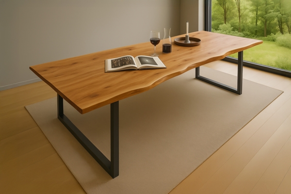 Esstisch Baumkante massiv Akazie natur 260 x 100 schwarz QUINN 80663276