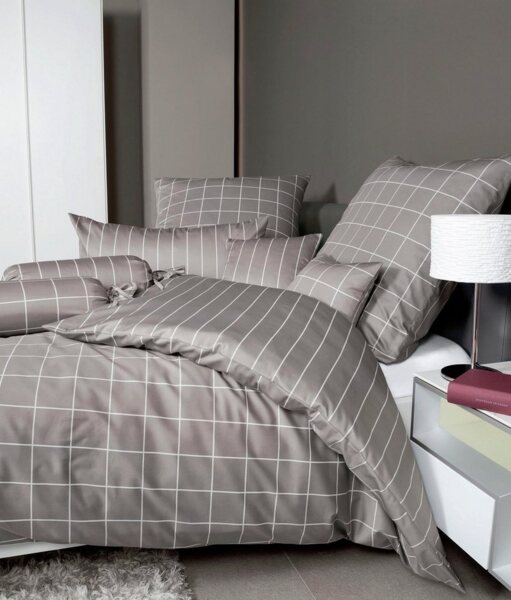 Janine Mako Satin Bettwäsche 2 teilig Bettbezug135x200 cm Kopfkissenbezug 80x80 cm Modernclassic 39025-57 vulkan