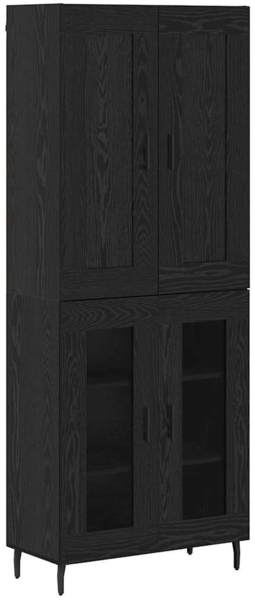 vidaXL Highboard 2 pcs Schwarz Eichen-Optik Engineered Wood und Glas 3403188