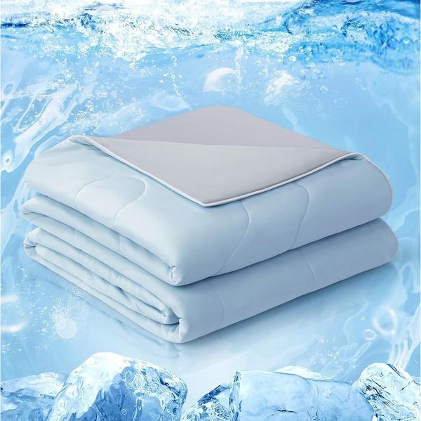 ibettertec Sommerbettdecke Kühldecke leichte Sommerdecke 135X200cm,200x200cm, Füllung: Doppelseitig Kühlende Decke, Selbstkühlende Sommerdecke,absorbiert Körperwärme, kühlende Decke für Menschen Dünne Wohndecke