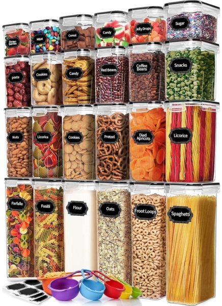 Skroam Vorratsdosen Set 24-teilig BPA-frei Luftdicht Müsli Frischhaltedosen
