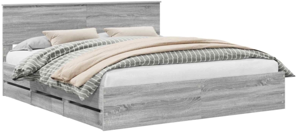 vidaXL Bettrahmen Graues Sonoma 200 x 200 cm Ingenieurs Holz 3407954