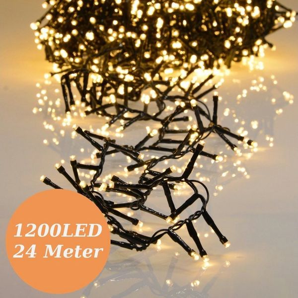 INtrenDU LED-Lichterkette Lichterkette warmeiß 1200LED 24m, mit itegriertem Timer, Beleuchtungsprogrammen und Memoryfunktion