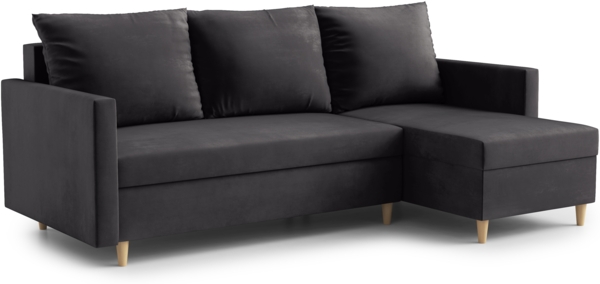AX LIVING Walston 3-Sitzer Couch mit Schlaffunktion – Ecksofa Samt 224cm Graphit Bild 1