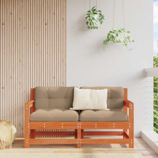 vidaXL Gartenecksofa Massives Kiefernholz Wachsbraun 865546