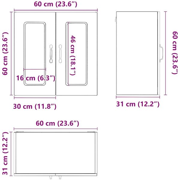 vidaXL Küchen-Hängeschrank mit Glastür Kalmar Schwarz Holzwerkstoff 853668 Bild 12