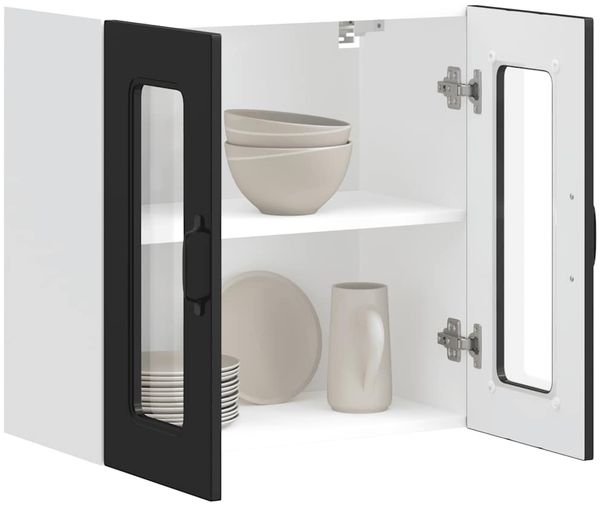 vidaXL Küchen-Hängeschrank mit Glastür Kalmar Schwarz Holzwerkstoff 853668 Bild 5
