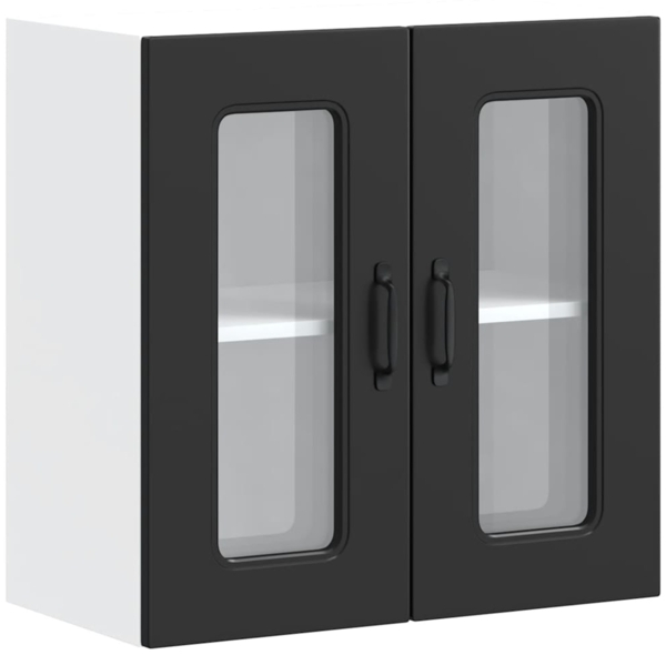 vidaXL Küchen-Hängeschrank mit Glastür Kalmar Schwarz Holzwerkstoff 853668