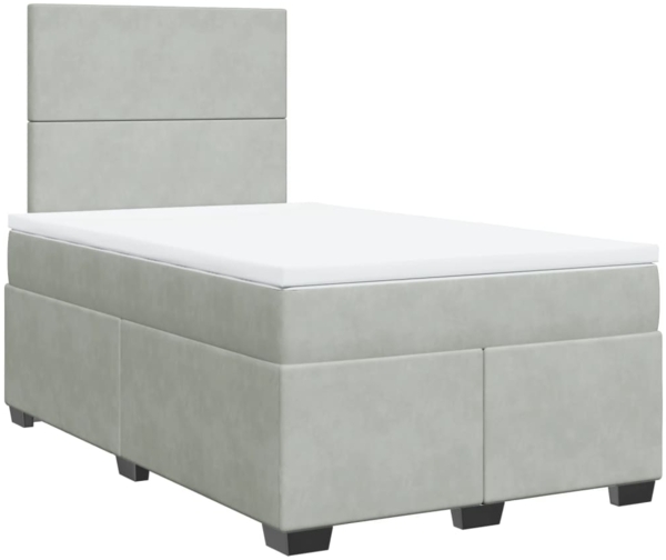 vidaXL Boxspringbett mit Matratze Hellgrau 120x200 cm Samt 3290876