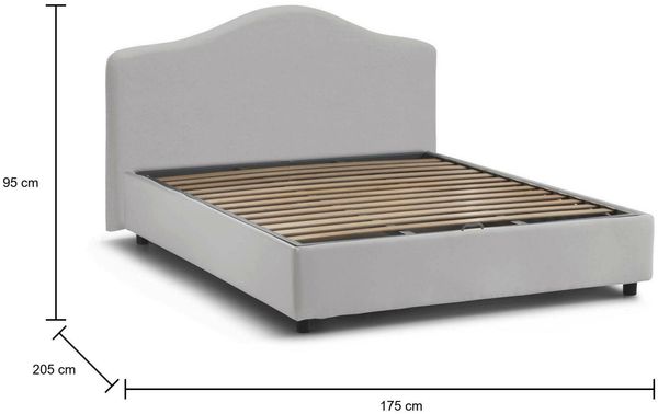 Dmora Abigael Doppelbett, Bettkasten mit Stoffbezug, 100 % Made in Italy, Öffnung vorne, geeignet für Matratzen 160 x 190 cm, Weiß Bild 3