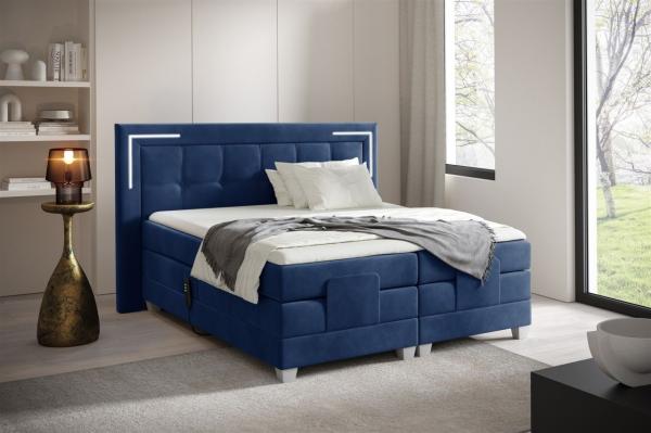 Boxspringbett Elektrisch Bett DORES 120x200cm in Stoff Fresh Dunkelblau Bild 1
