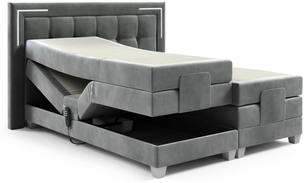 Boxspringbett Elektrisch Bett DORES 120x200cm in Stoff Fresh Dunkelblau Bild 2