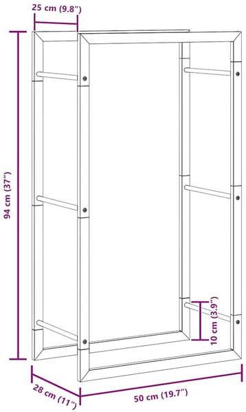 vidaXL Brennholzregal Mattschwarz 50x28x94 cm Stahl 350305 Bild 10