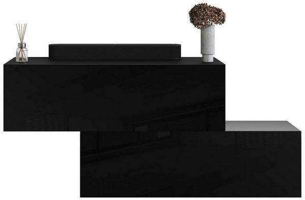 Planetmöbel Garderoben-Set 2x Hängeschrank WEST 100 cm schwarz, (Garderobenschrank, Wandgarderobe hängend oder stehend), Flurgarderobe