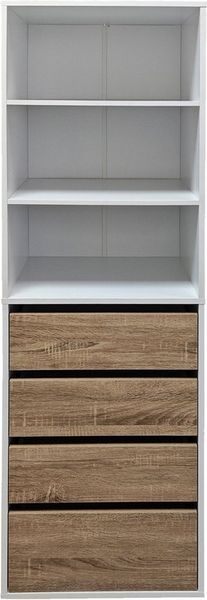 HTI-Living Mehrzweckschrank Schrank mit 4 Schubladen und 3 offenen Fächern (Stück, 1-St, 1 Schrank ohne Dekoration) Highboard Standregal Mehrzweckschrank