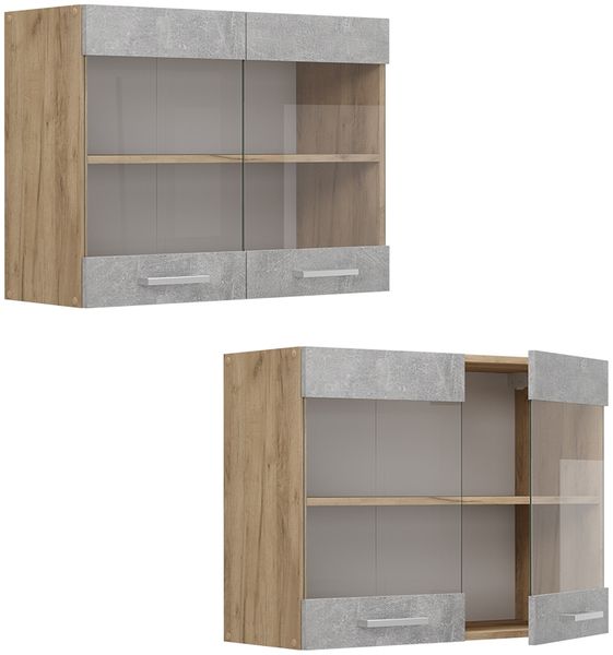 Küchenglasschrank R-Line Beton 80 cm Vicco Bild 5
