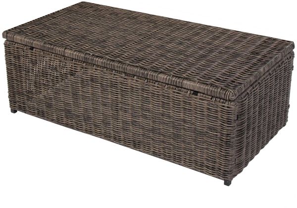 Modulares Poly-Rattan Alu-Sofa RomV 37x111x58cm ~ naturgrau, Couchtisch, PE-Platte