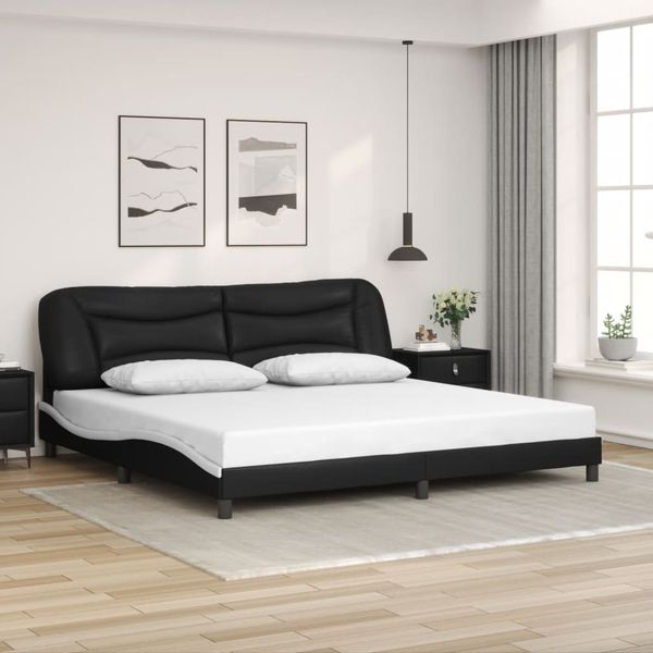 vidaXL Bettgestell ohne Matratze "Hvar" Schwarz und Weiß 200x200 cm Kunstleder 3208028