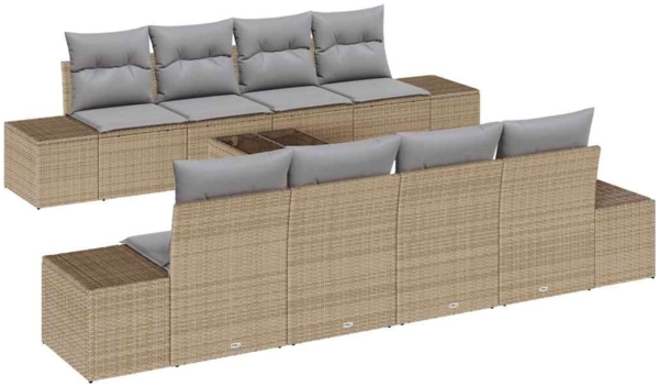 vidaXL Sofa Set mit Kissen 7 pcs Beige und Hellgrau Poly Rattan 3346990