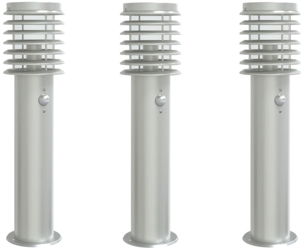 vidaXL Wegeleuchten mit Bewegungsmelder 3 Stk. Silbern 60 cm Edelstahl 4006366