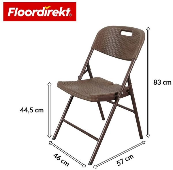 Floordirekt Gartenstuhl Klappstuhl Niigata klappbar im 2er Set braun Rattan-Optik wetterfest, Platzsparend zusammenklappbar & leicht zu transportieren