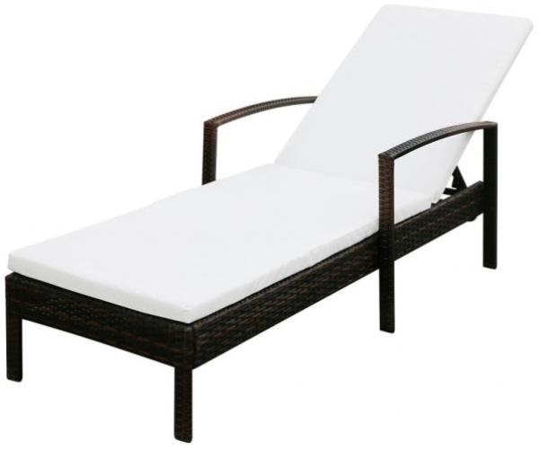 vidaXL Sonnenliege mit Auflage Poly Rattan Braun 42941