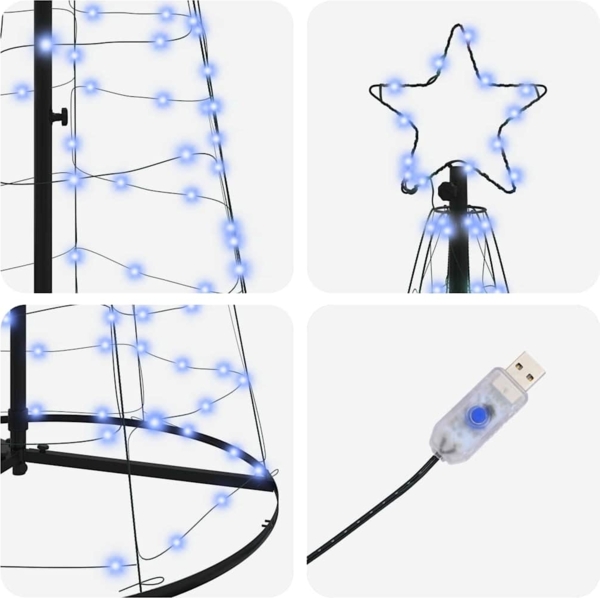 vidaXL LED-Weihnachtsbaum mit 390 LEDs mit Ständer Blau 250 cm Eisen 42018760 Bild 5